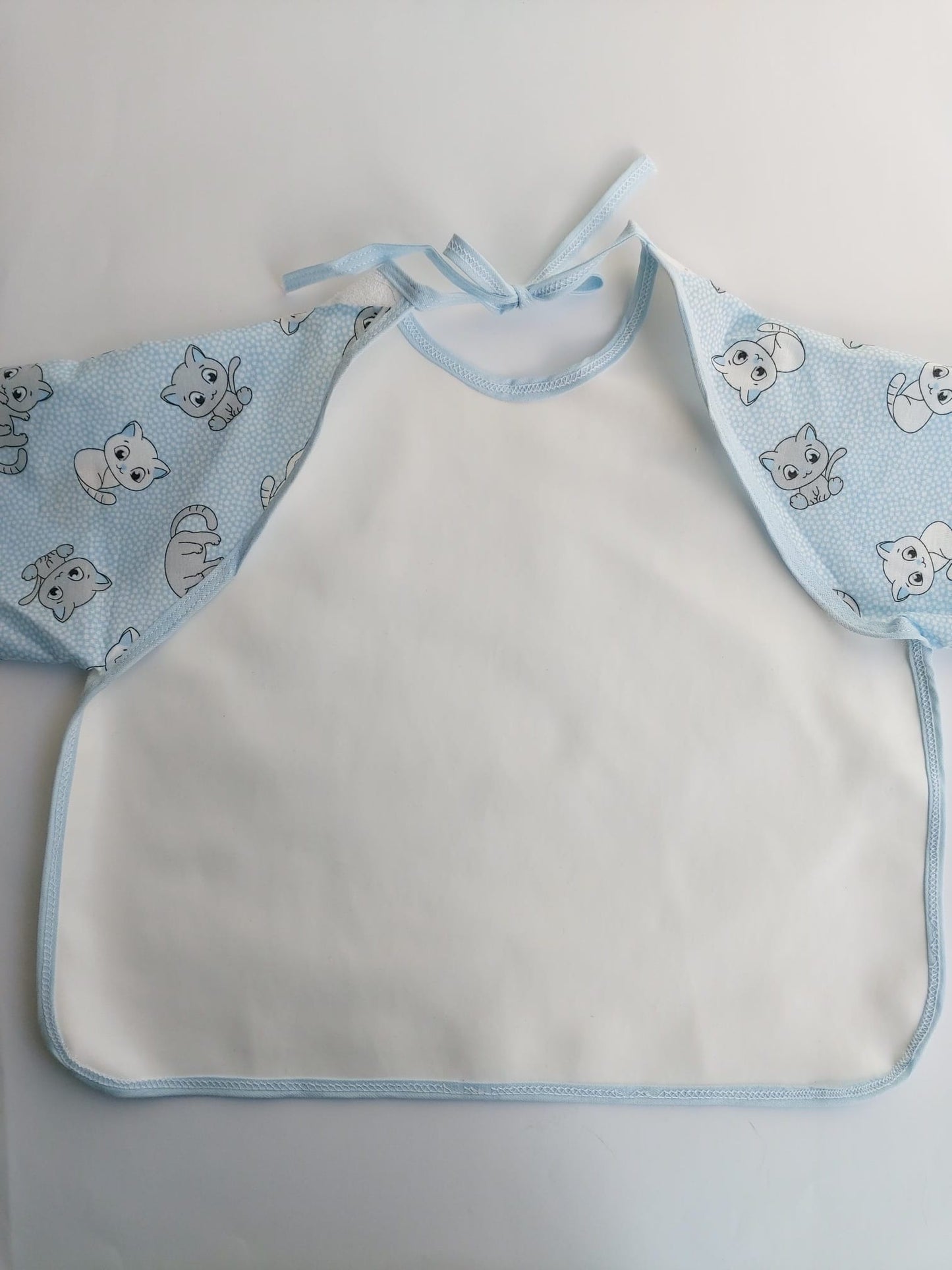 Bavoir à manches longues - Chats bleu