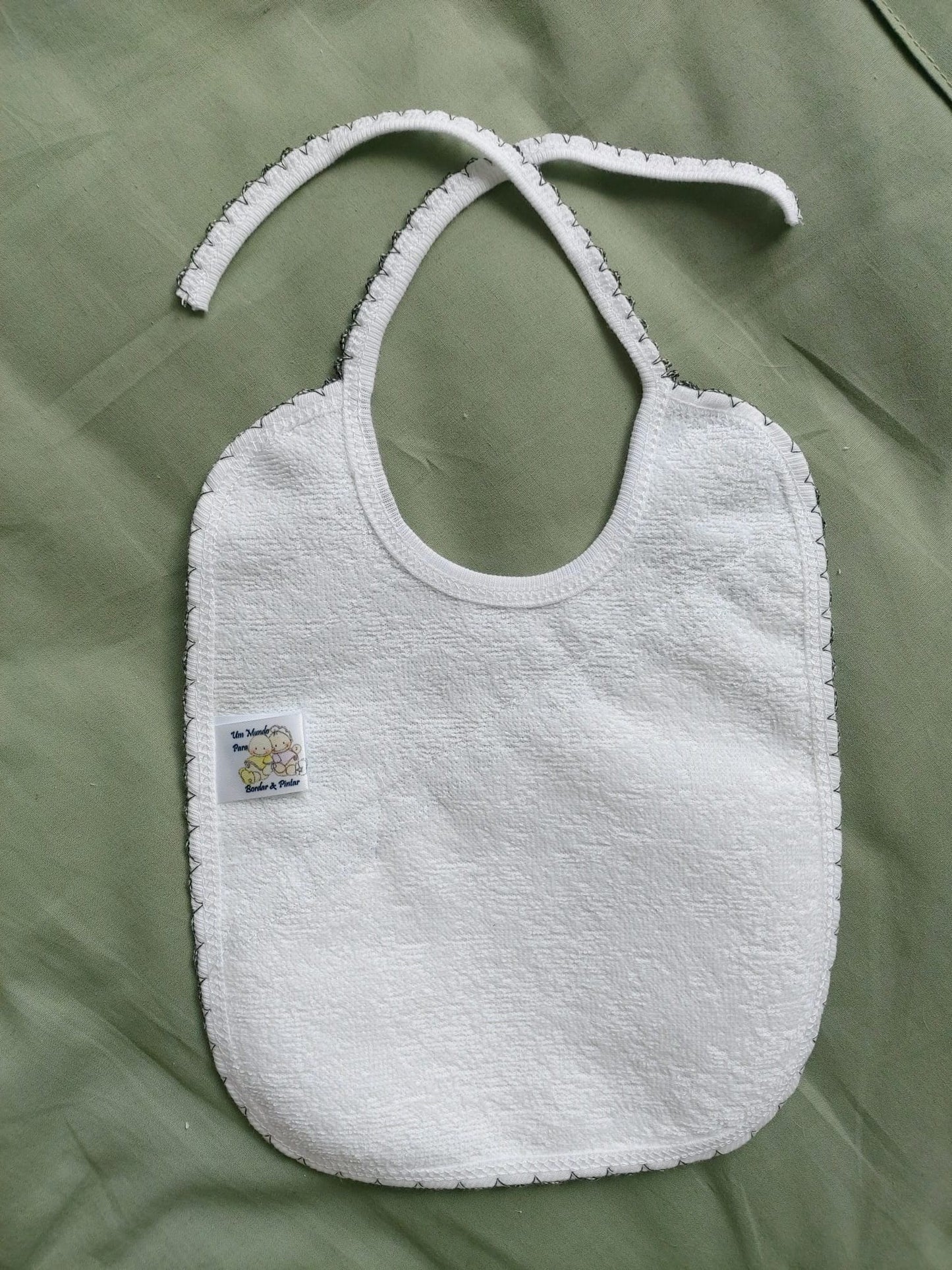 Bavoir long - Gris pois blancs