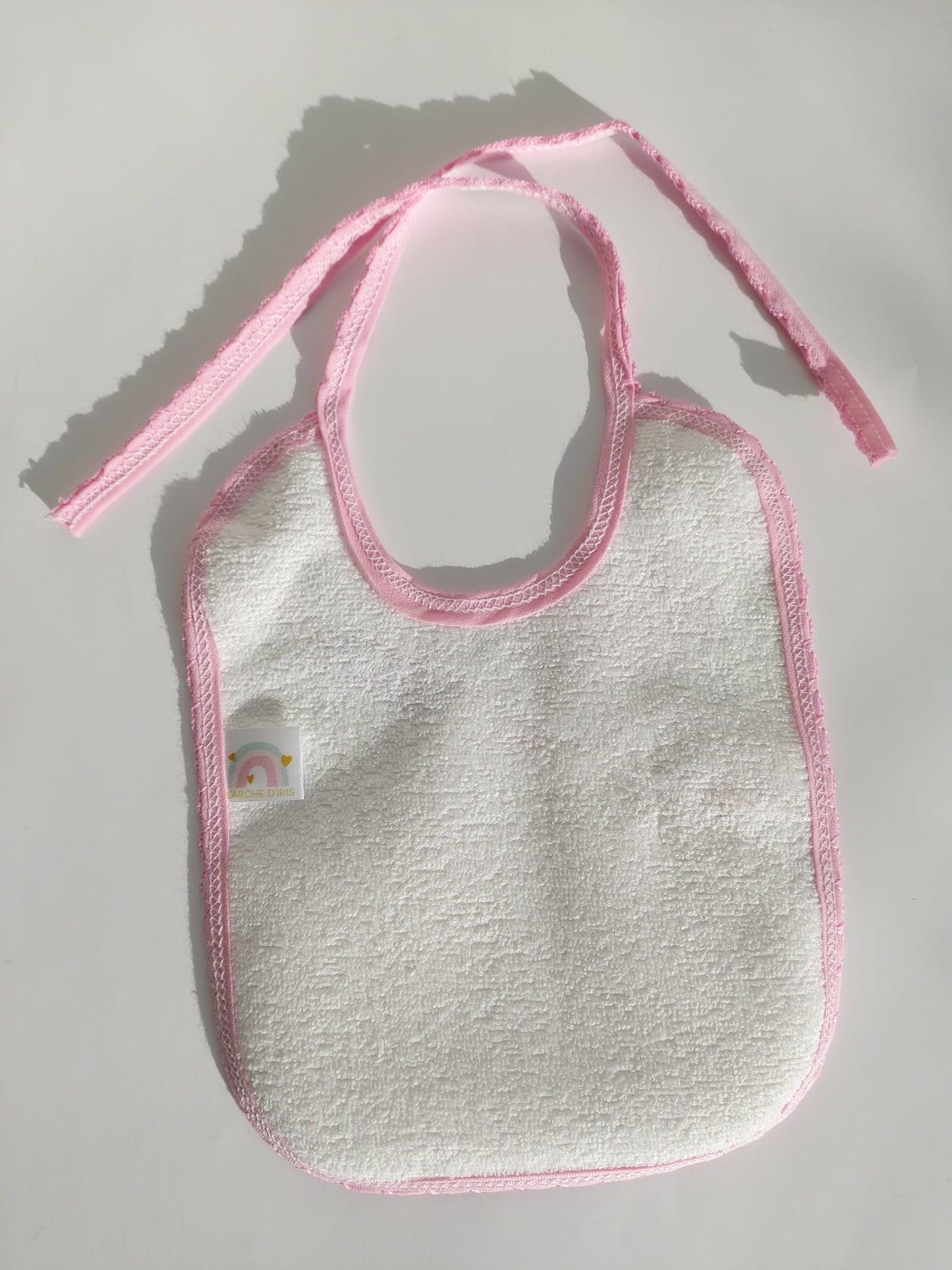 Bavoir long - Nuages rose