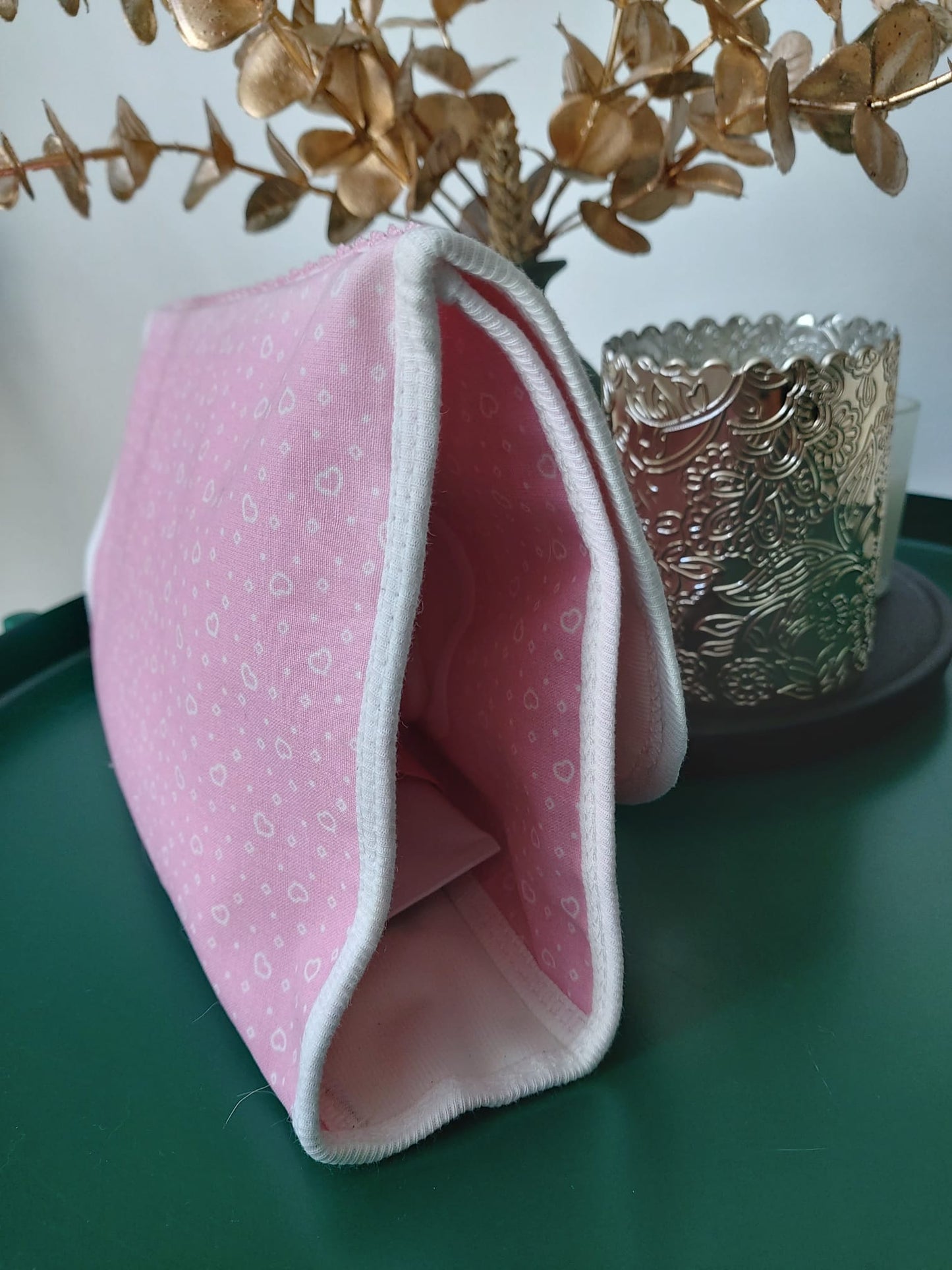 Pochette 3 en 1 - Rose clair et petits coeurs