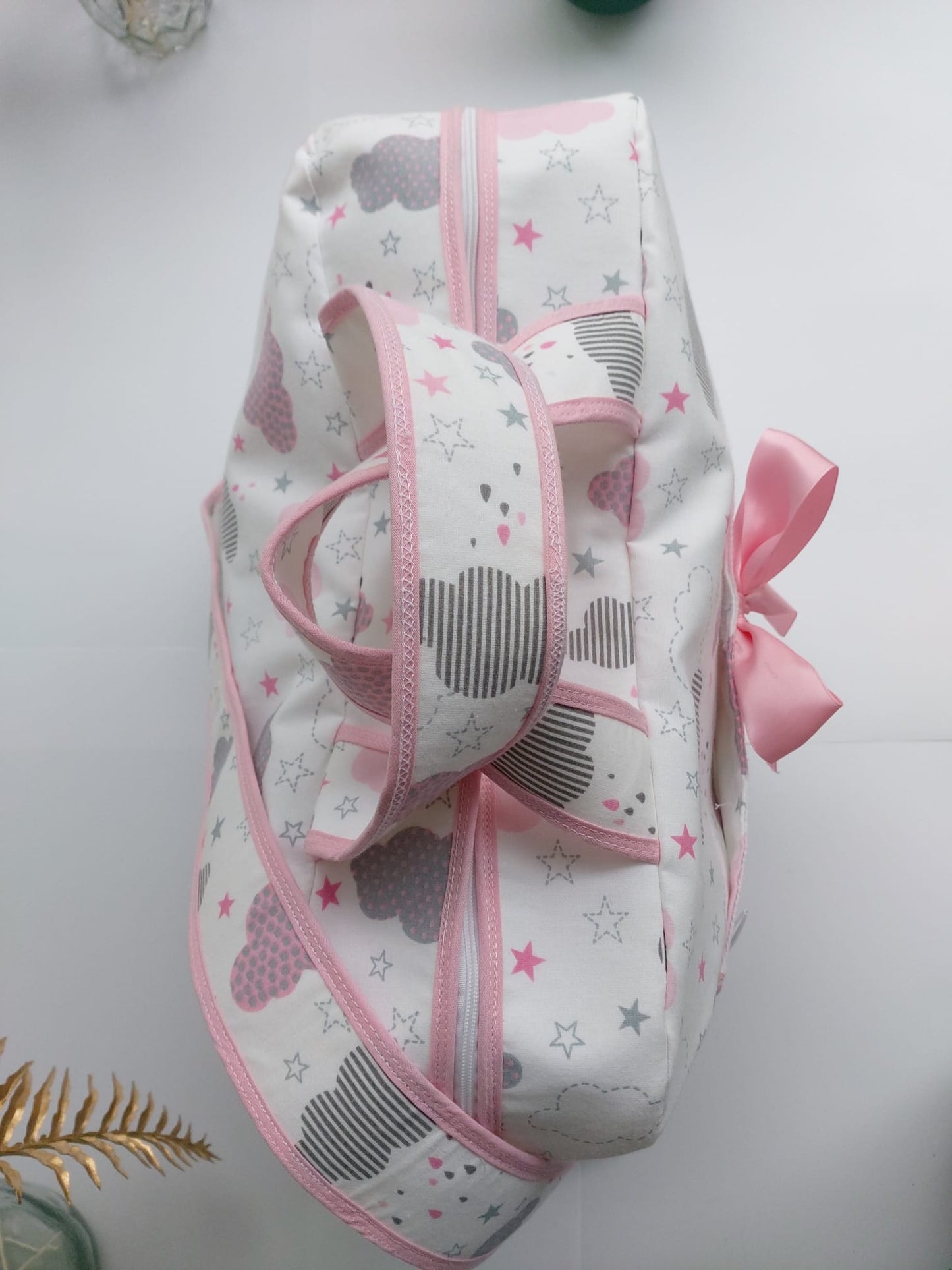 Sac à langer - Nuages rose