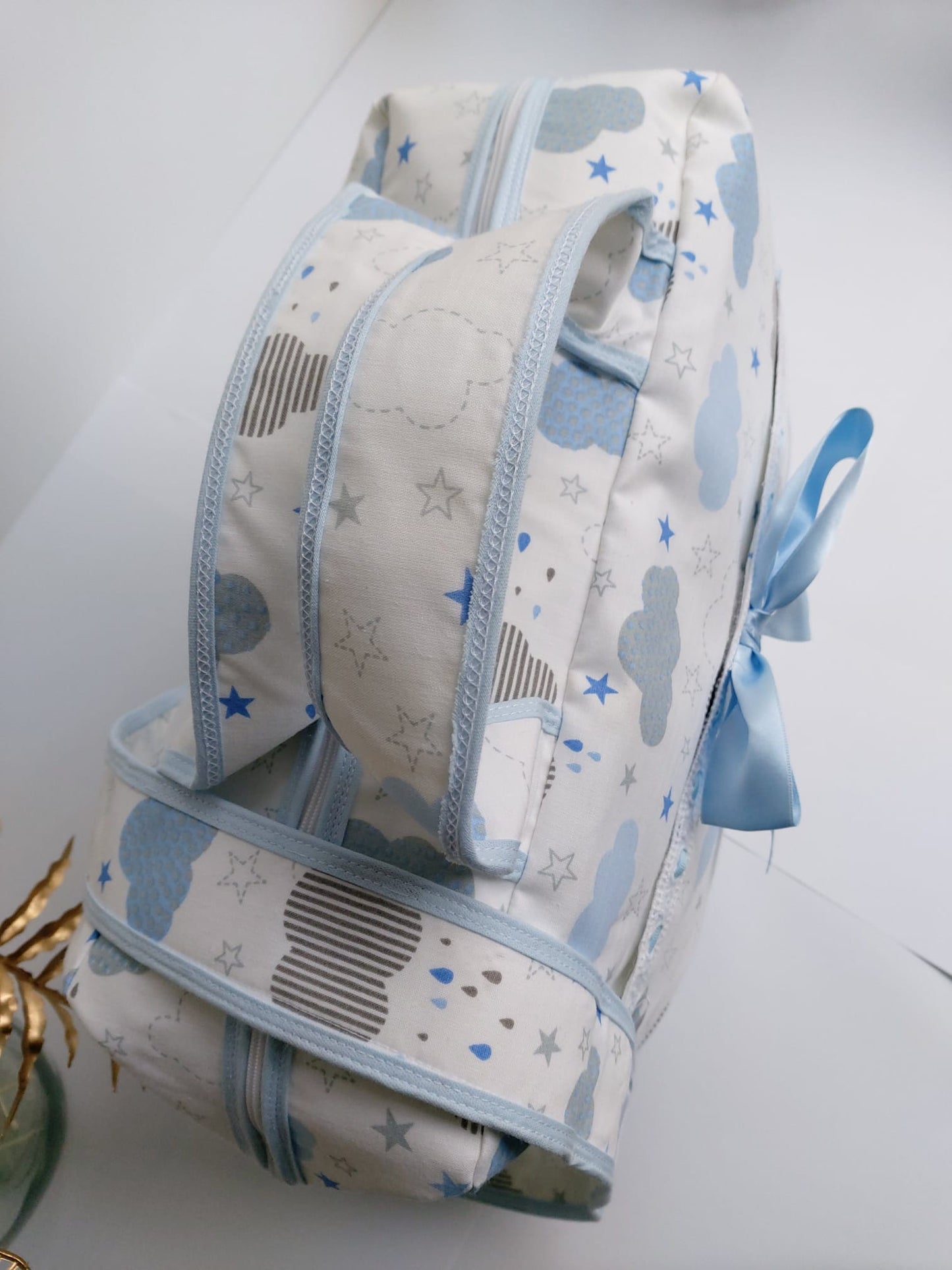 Sac à langer - Nuages bleu