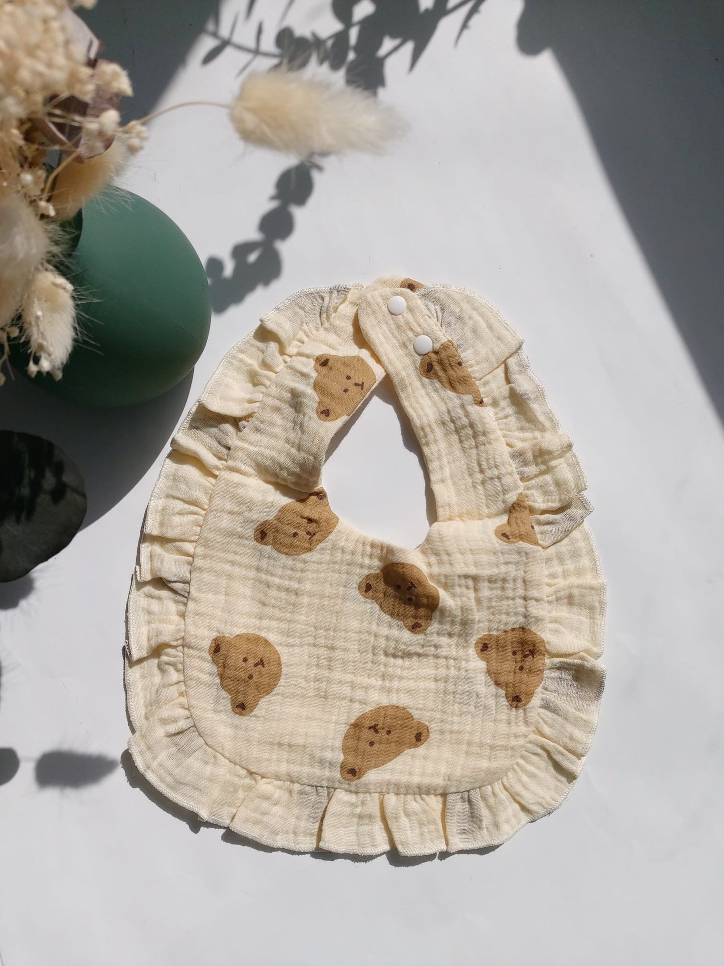 Bavoir à volants - Oursons marron