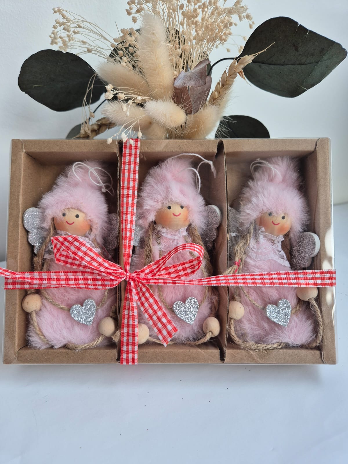 Lot de 3 anges - rose