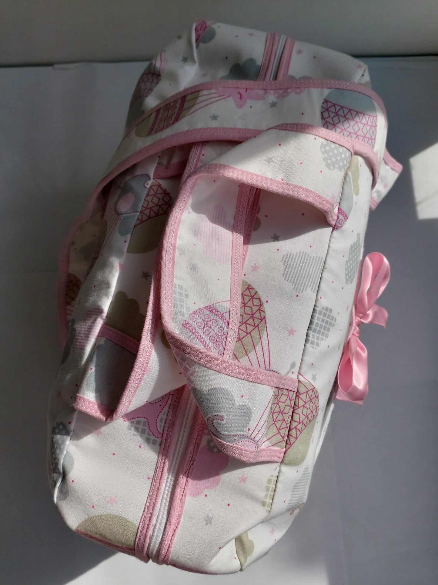 Sac à langer - Montgolfières rose - à broder