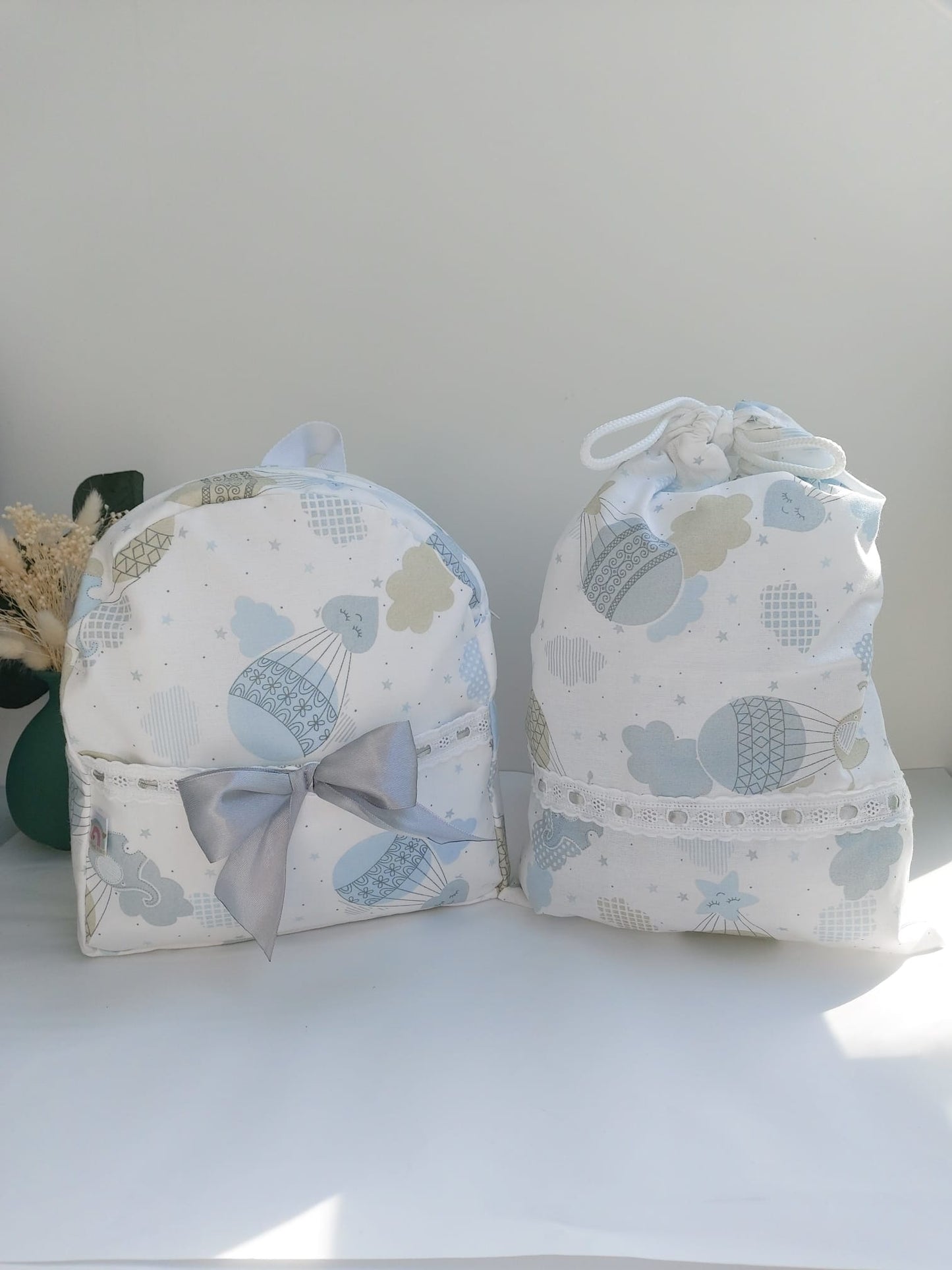 Sac en toile - Montgolfières bleu