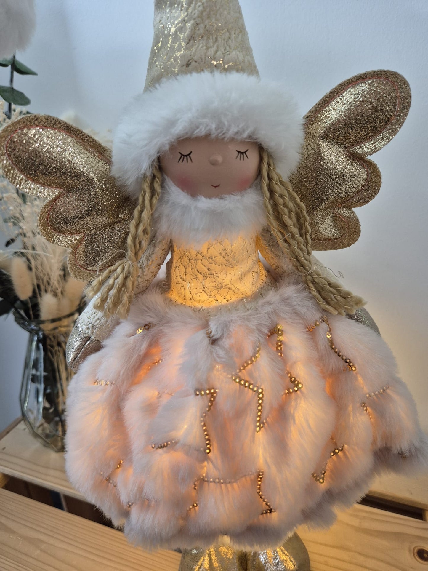 Poupée Jade debout - Beige velours étoiles