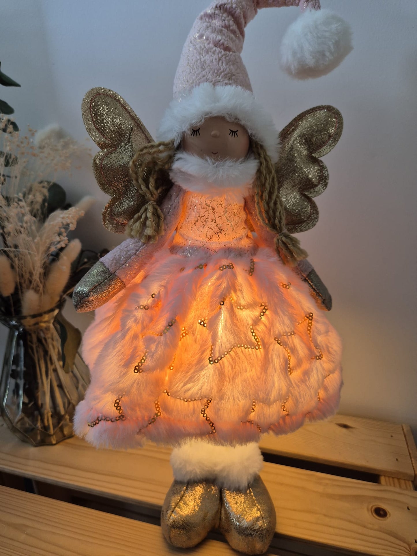 Poupée Jade debout - Rose velours étoiles