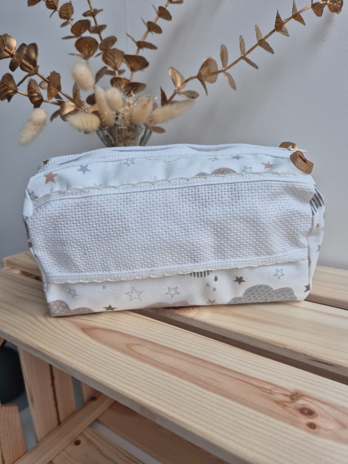 Trousse de toilette - Nuages marron - broderie possible