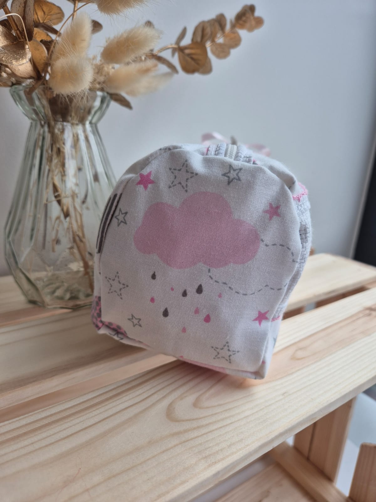 Trousse de toilette - Nuages rose - broderie possible