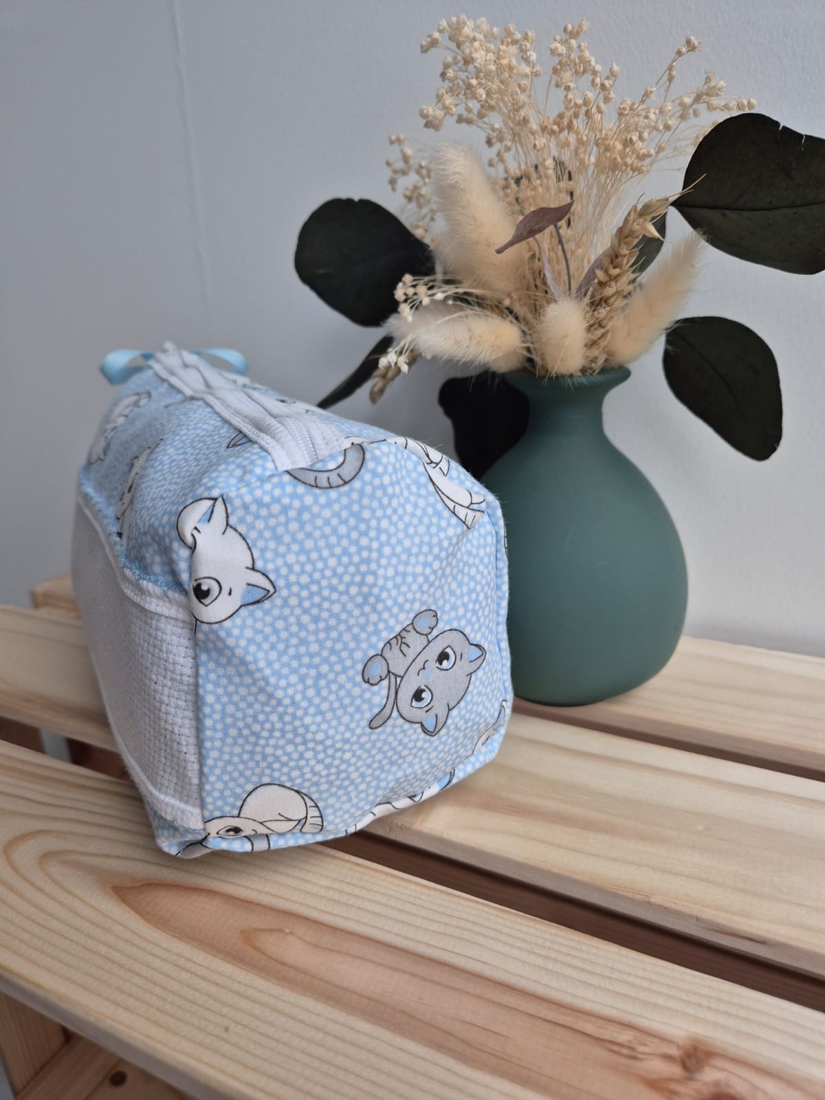 Trousse de toilette - Chats bleu - broderie possible