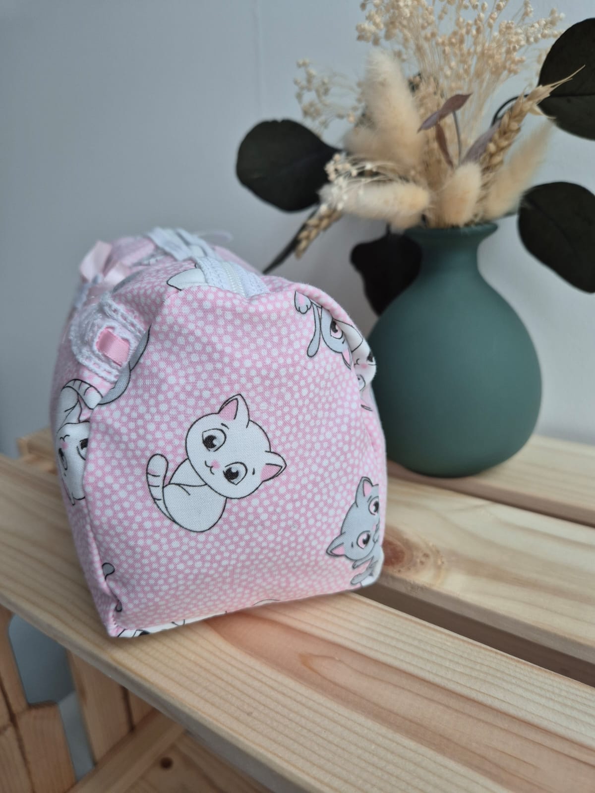 Trousse de toilette - Chats rose (sans broderie)