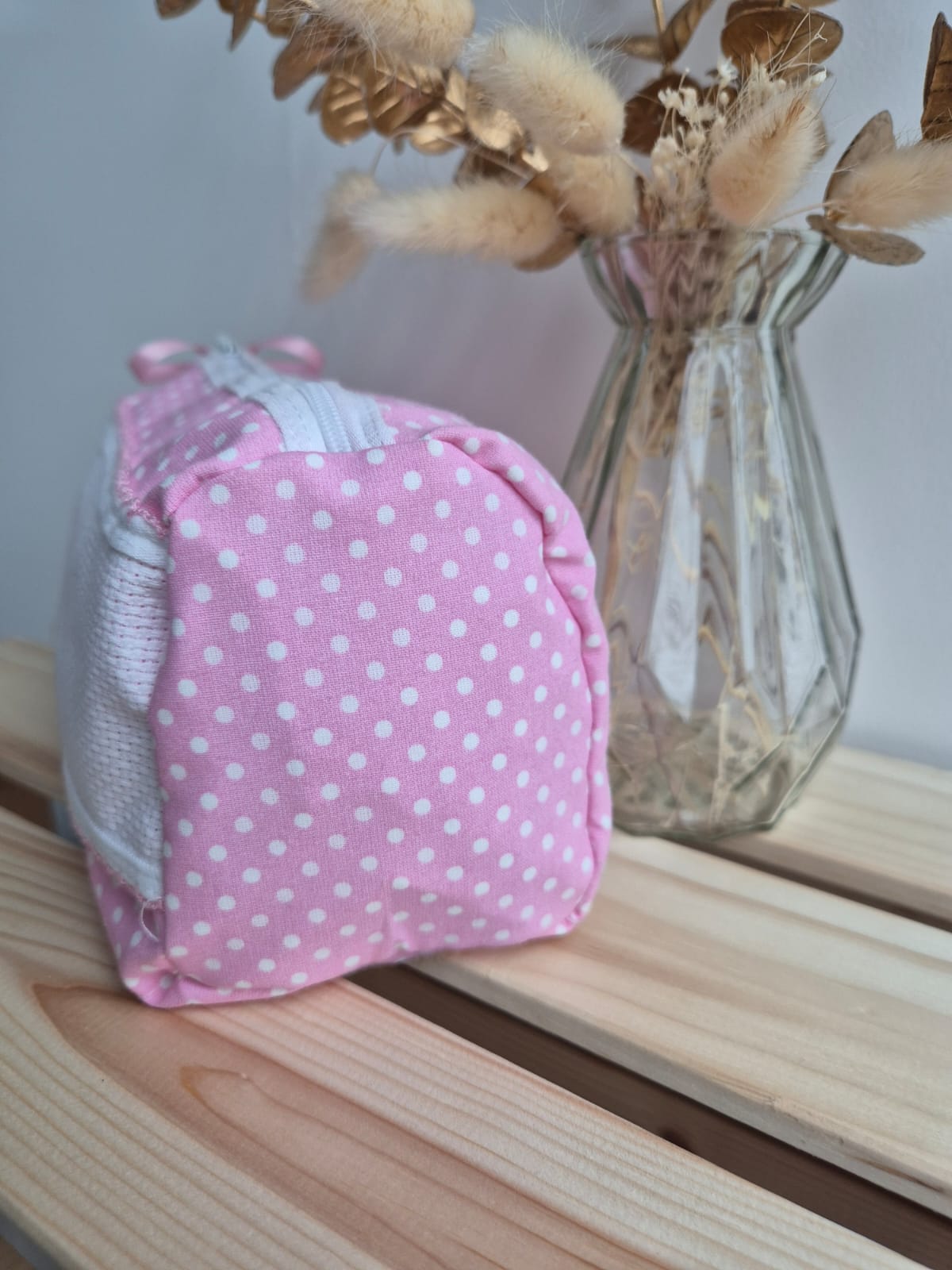 Trousse de toilette - Rose à pois blancs - broderie possible