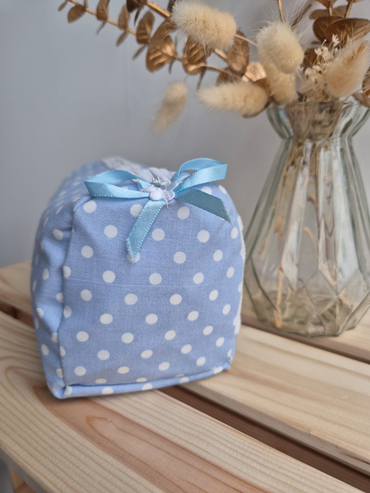 Trousse de toilette - Bleu à pois blancs - broderie possible