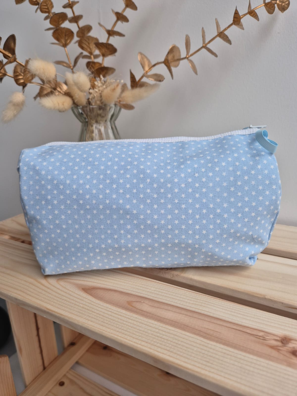 Trousse de toilette - Bleu à étoiles blanches - broderie possible