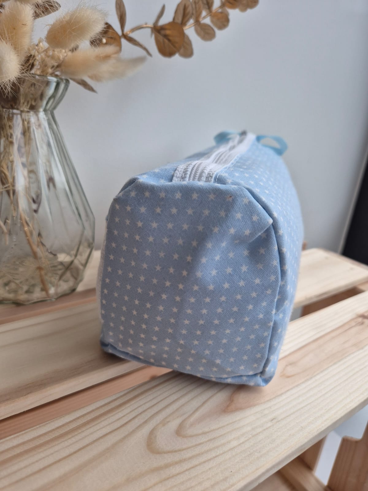 Trousse de toilette - Bleu à étoiles blanches - broderie possible