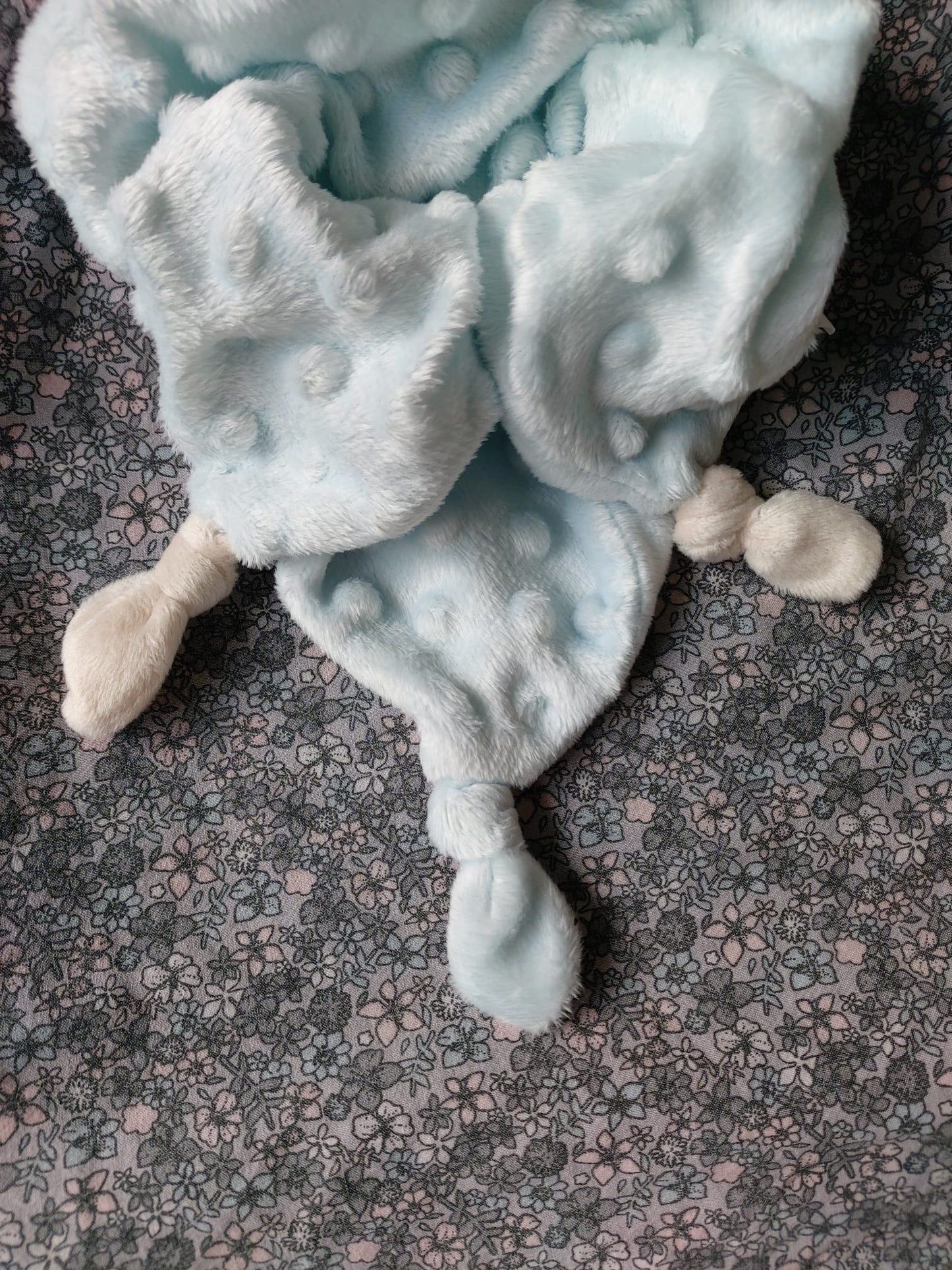Doudou plat ourson - bleu