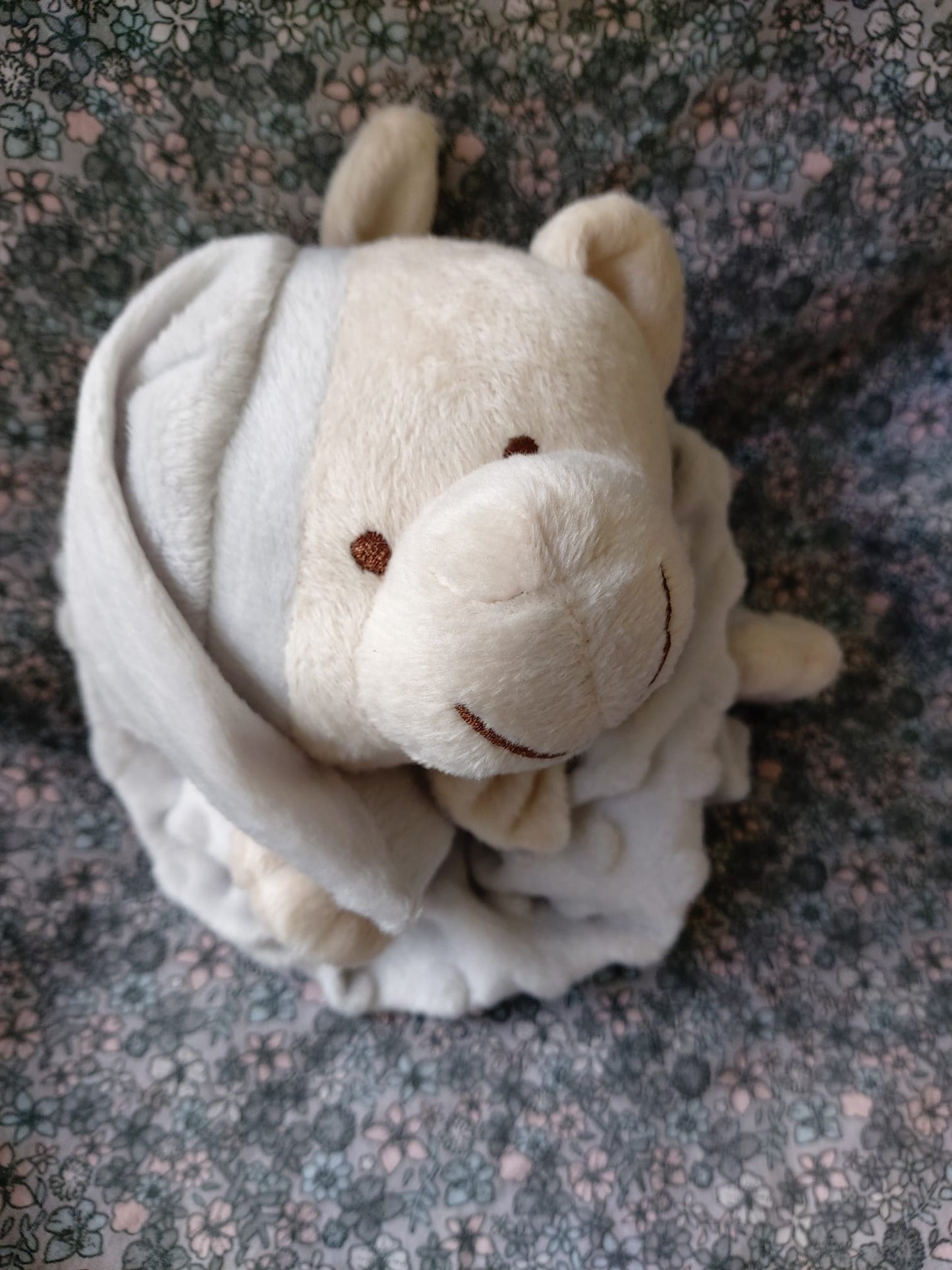 Doudou plat ourson - gris