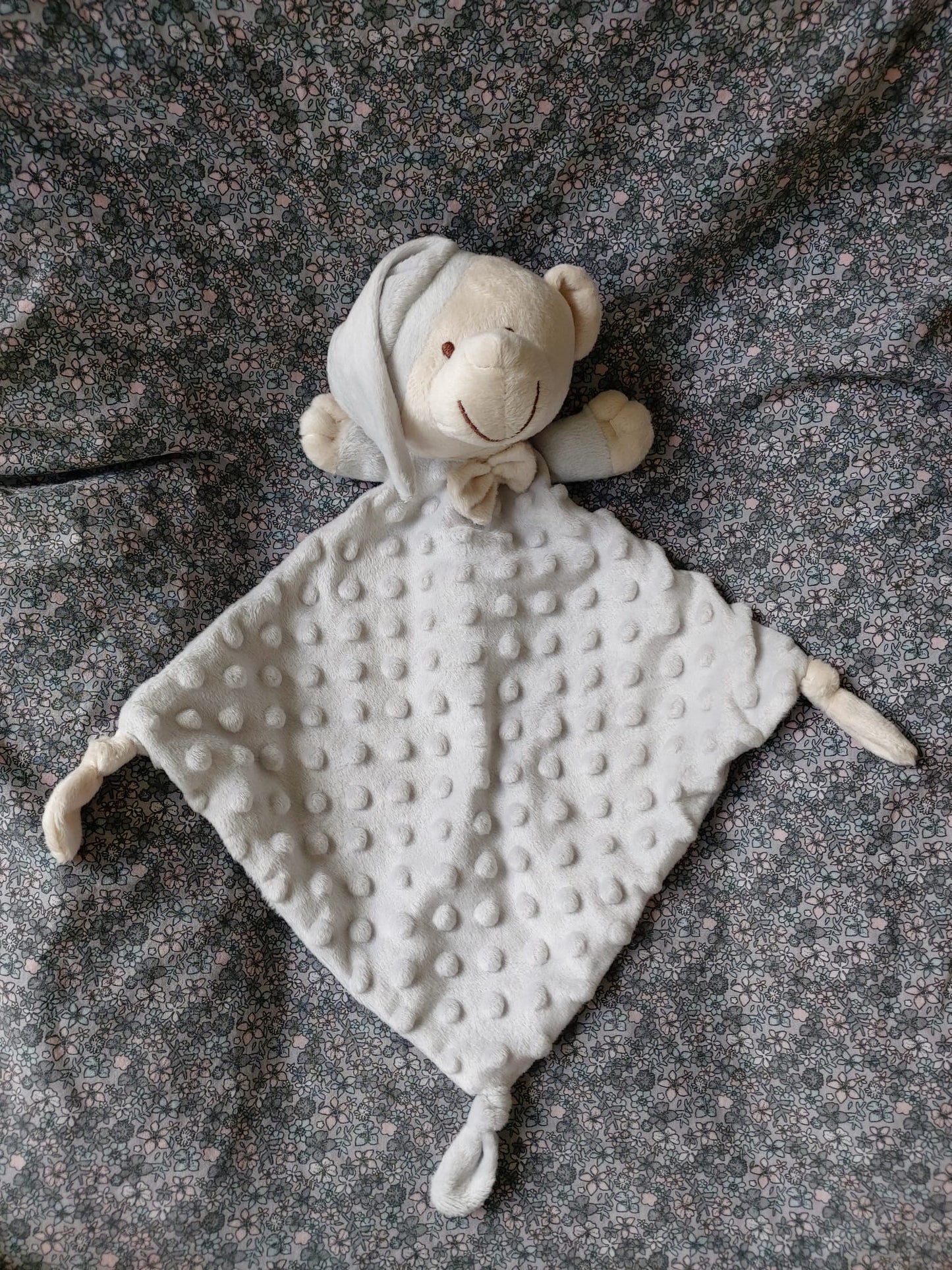 Doudou plat ourson - gris