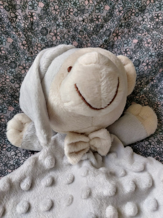Doudou plat ourson - gris