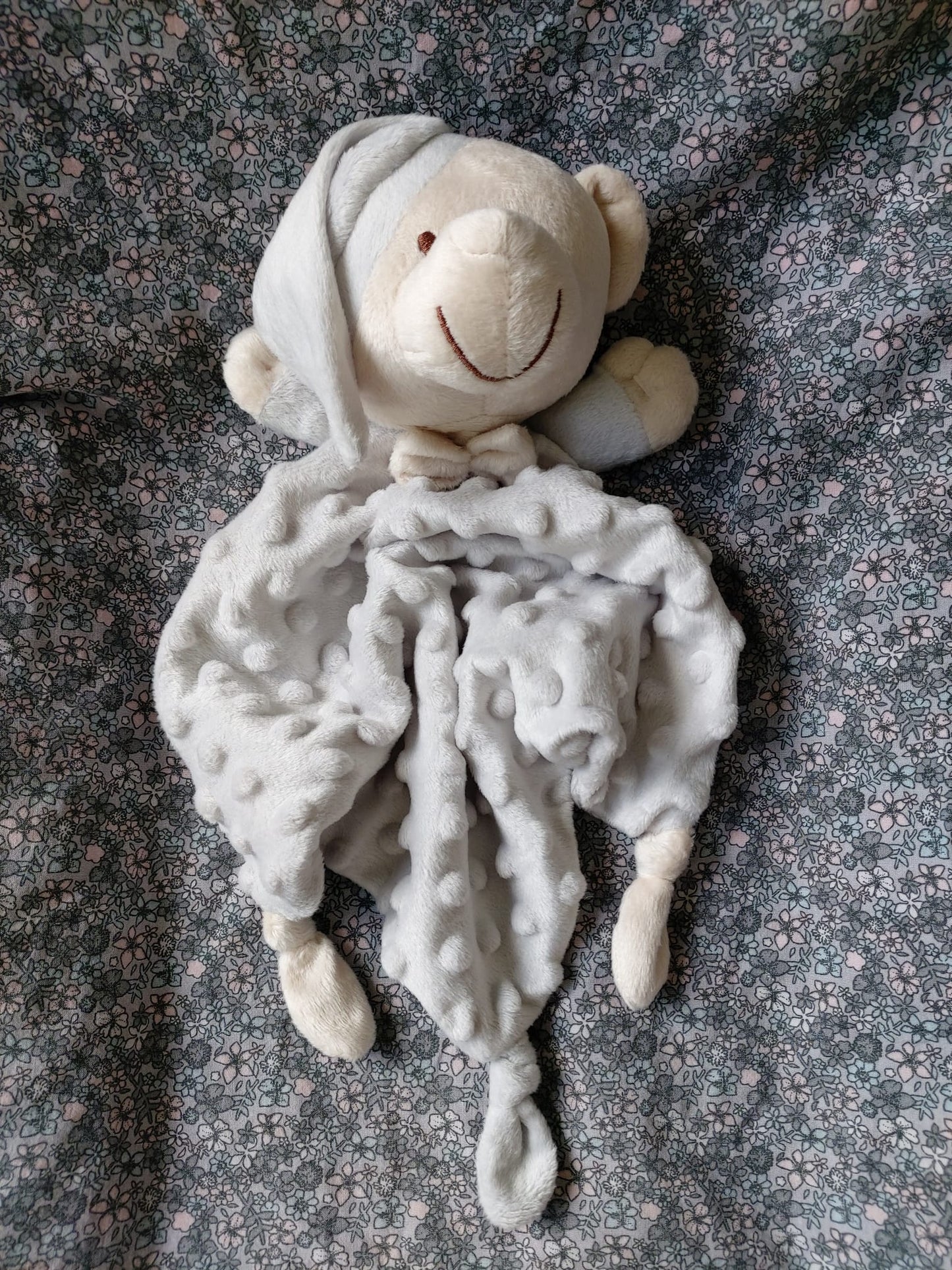 Doudou plat ourson - gris