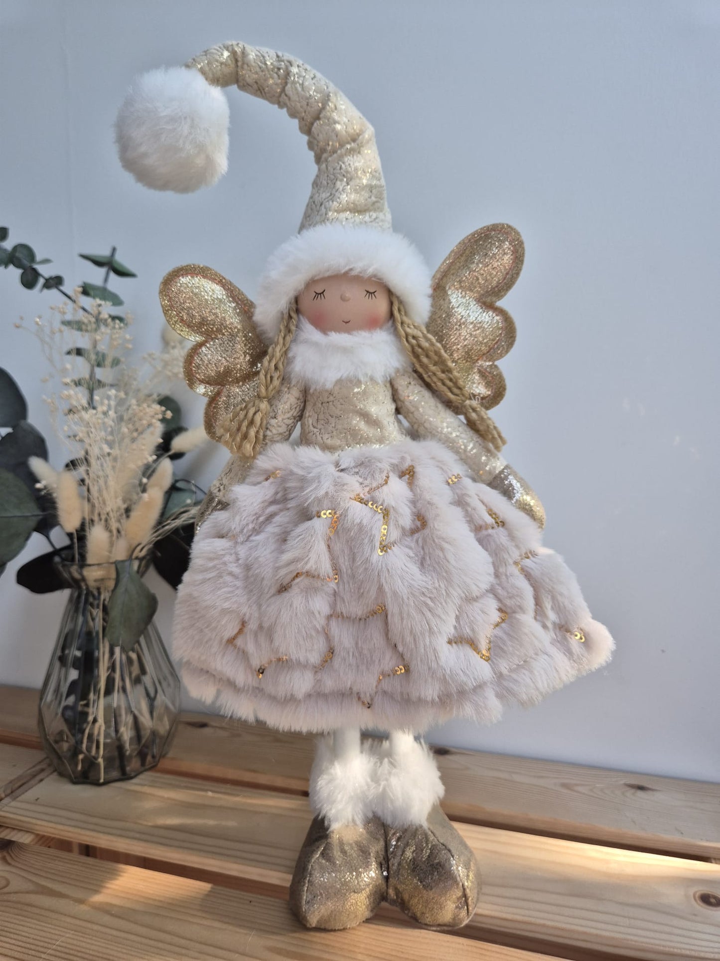 Poupée Jade debout - Beige velours étoiles