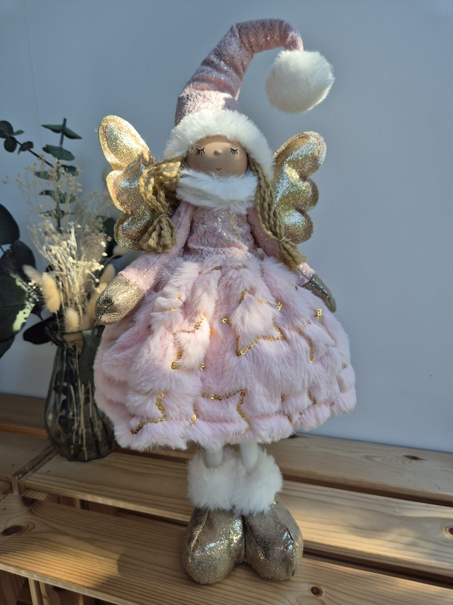 Poupée Jade debout  - Rose velours étoiles