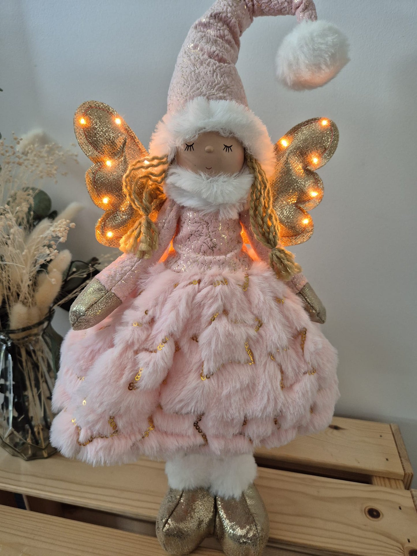 Poupée Jade debout  - Rose velours étoiles