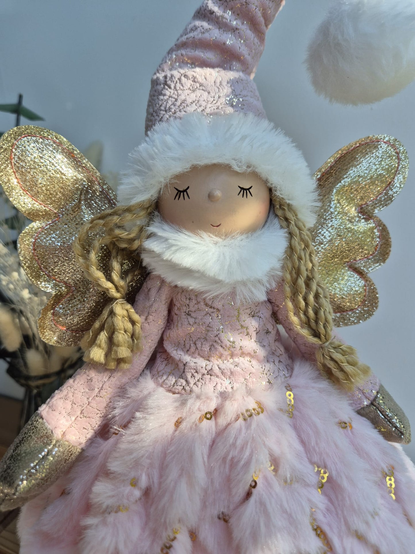 Poupée Jade debout  - Rose velours étoiles