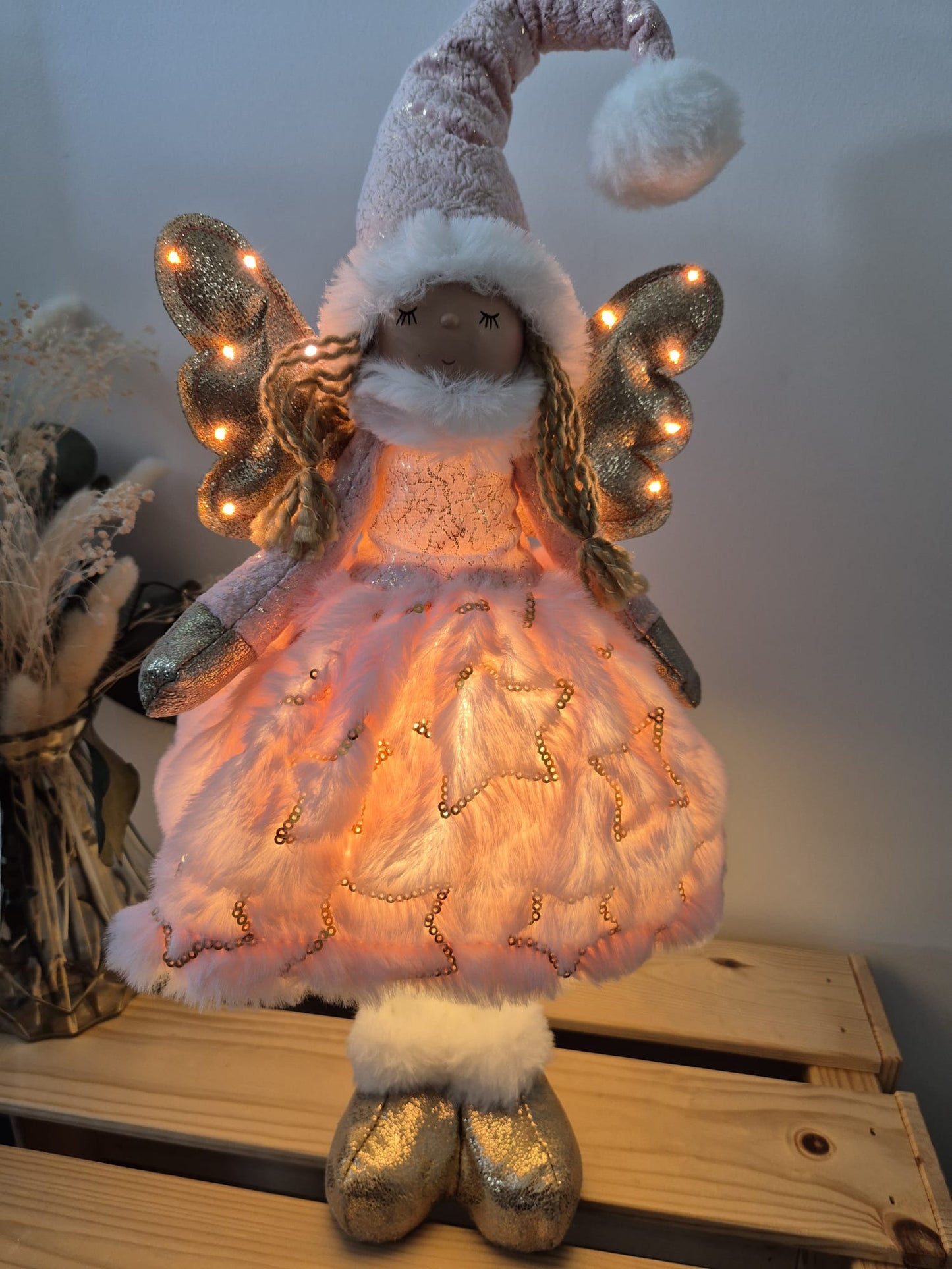 Poupée Jade debout  - Rose velours étoiles