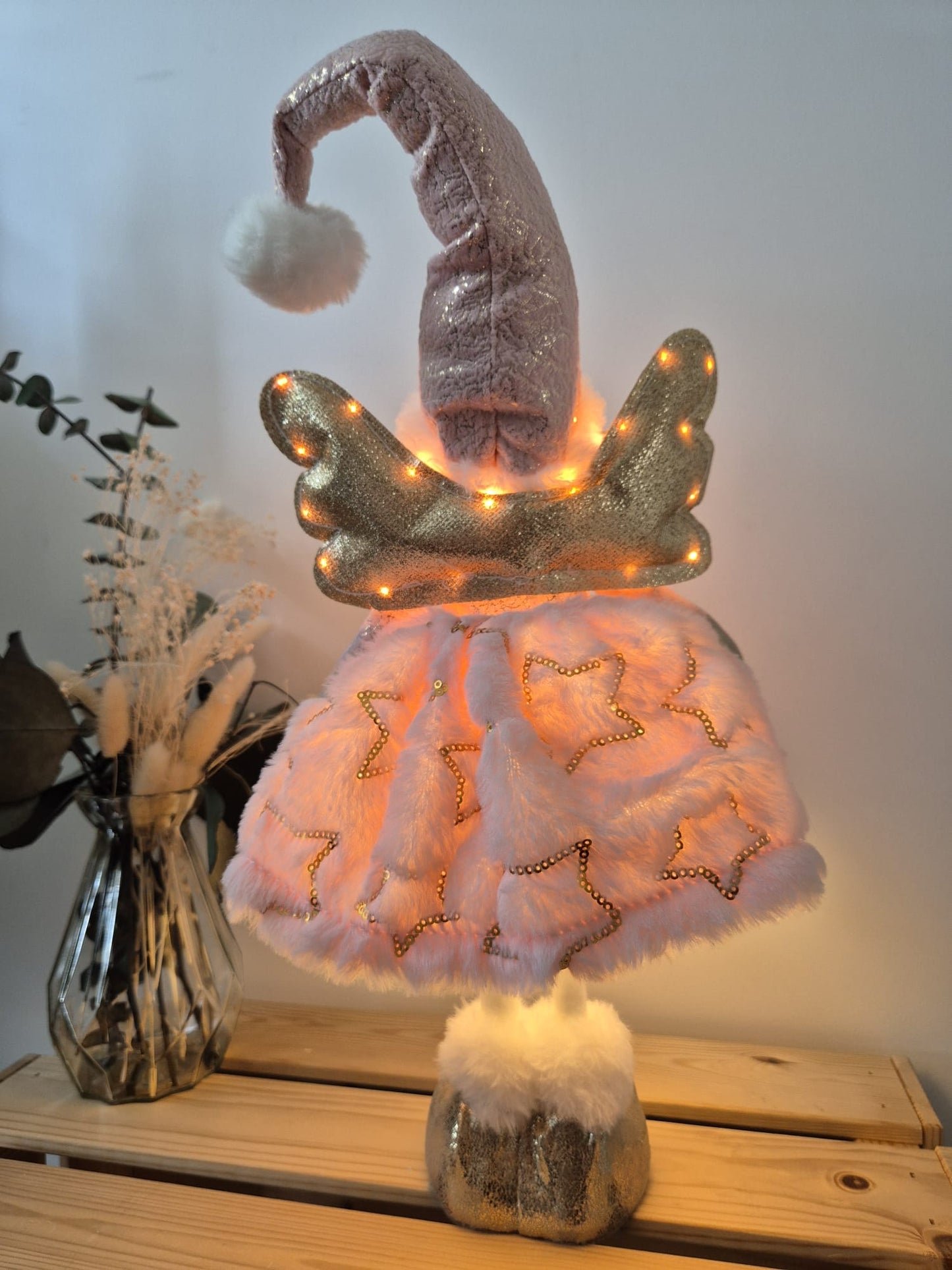 Poupée Jade debout  - Rose velours étoiles