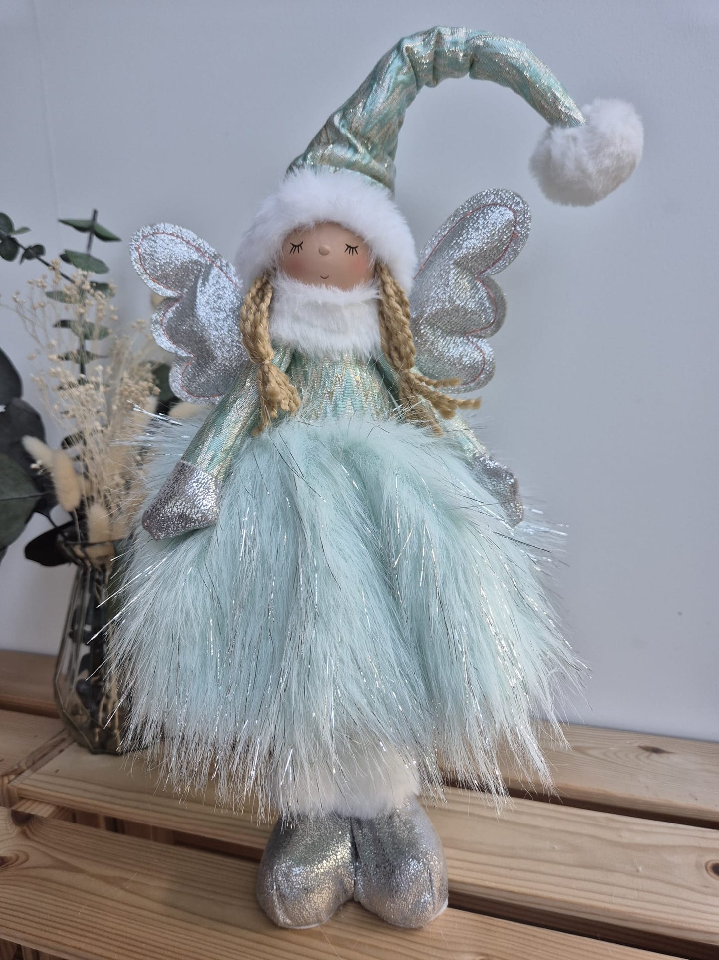 Poupée Jade debout - Verte argentée