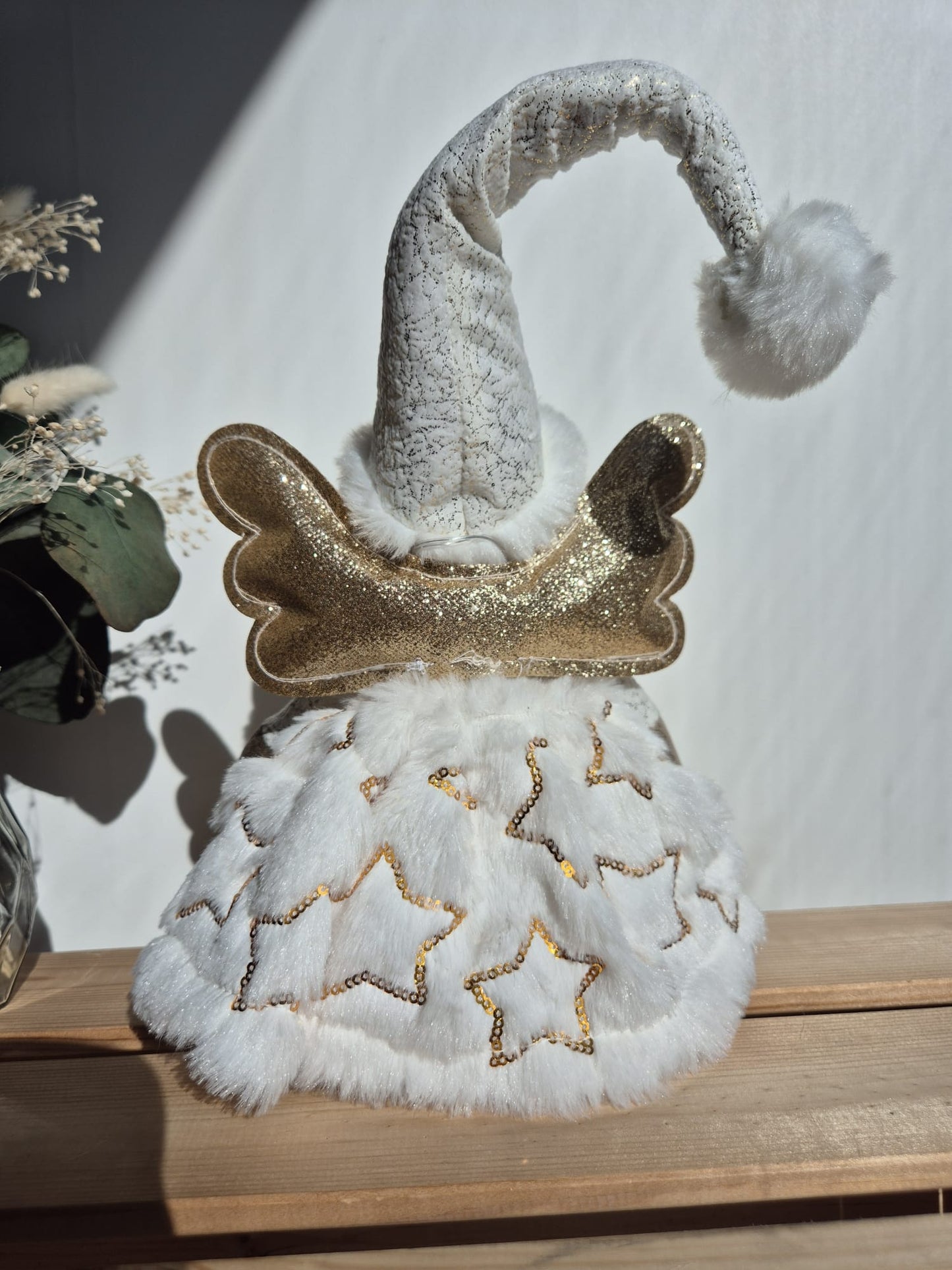 Poupée Jade assise - Blanche velours étoiles