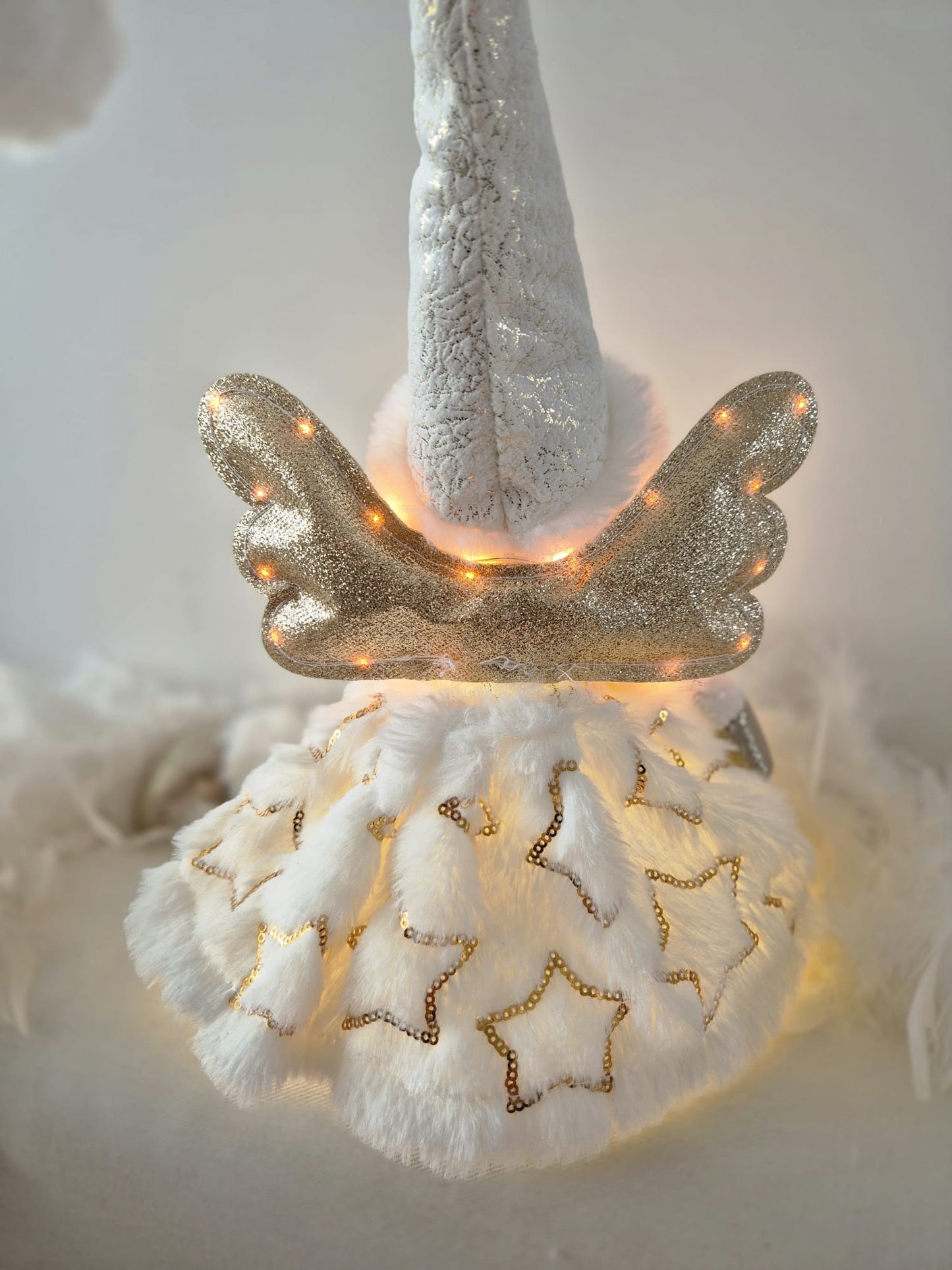 Poupée Jade assise - Blanche velours étoiles