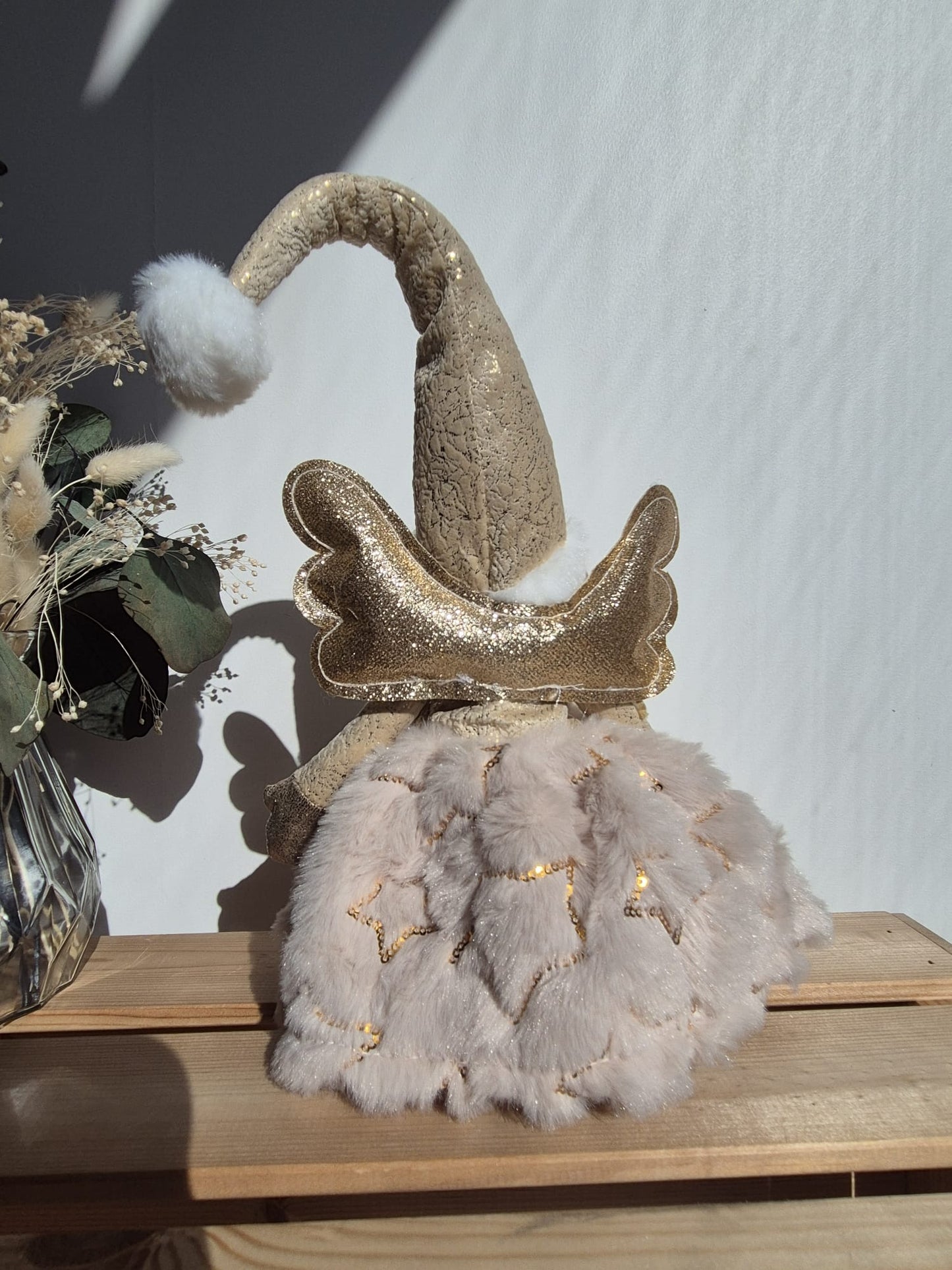 Poupée Jade assise - Beige velours étoiles