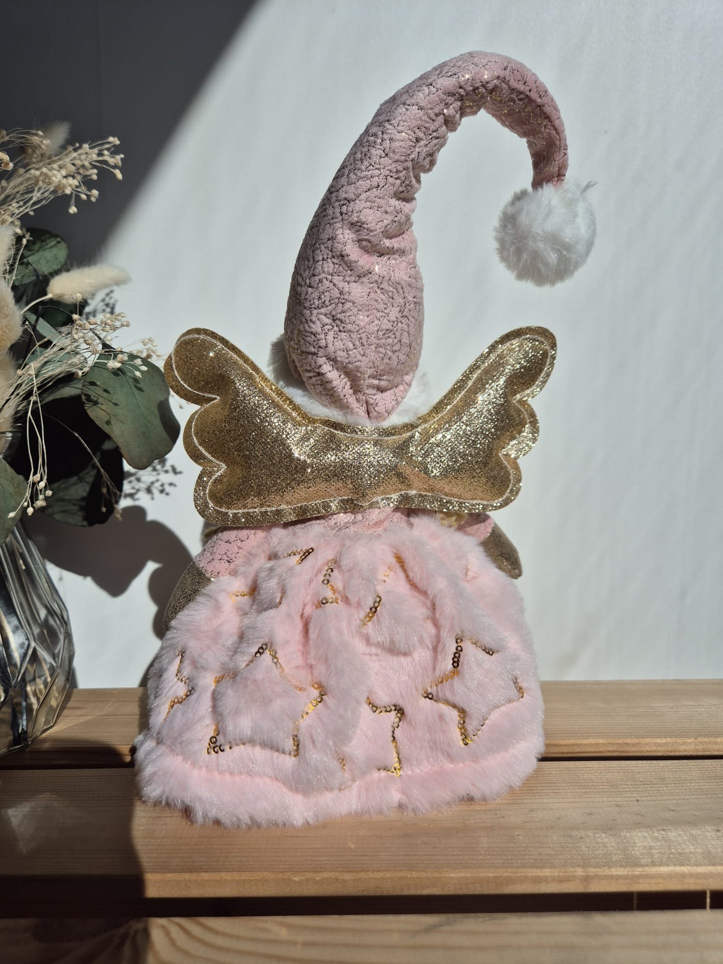 Poupée Jade assise  - Rose velours étoiles