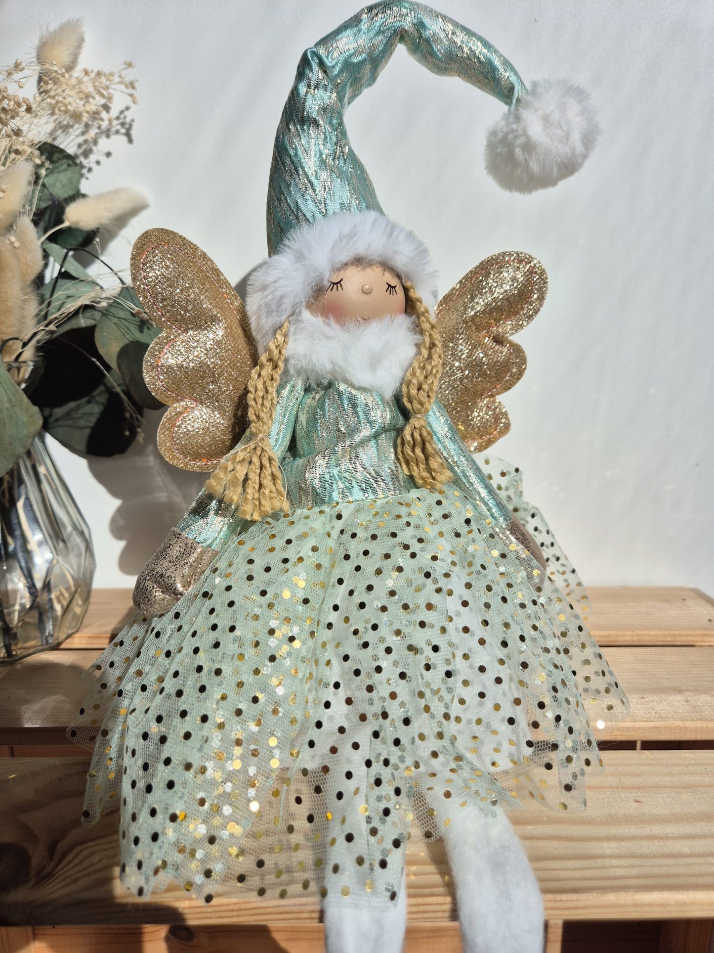 Poupée Jade assise - Verte pois