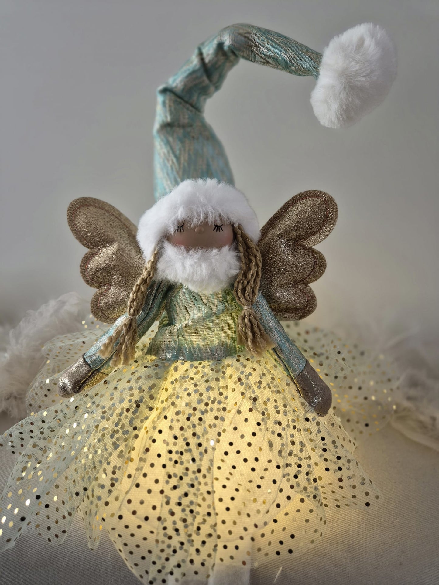 Poupée Jade assise - Verte pois